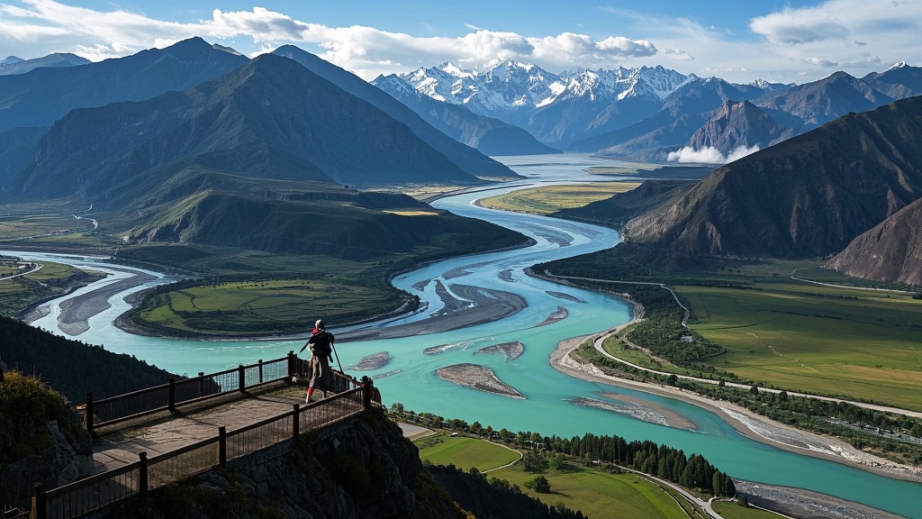 西藏观景平台：俯瞰雅鲁藏布江等四大江河汇流奇观